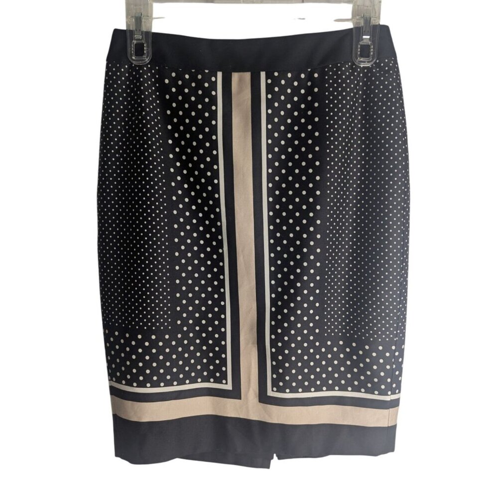 Ann Taylor Pencil Skirt Sz 0P Polka Dot Fitted Corp Core Office Siren Academia